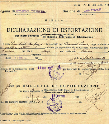 Dichiarazione di esportazione (1924)