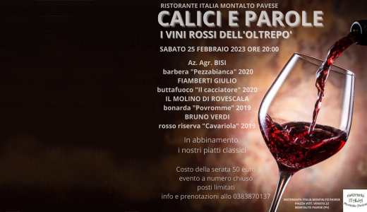 "Calici e Parole" al ristorante Italia (Montalto Pavese, PV - 25/02/2023)